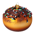 Load image into Gallery viewer, Gilded Chocolate Glazed Donut Premium christmas glass ornament 2022-649