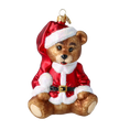 Załaduj obraz do przeglądarki galerii, Crimson Santa Teddy Premium christmas glass ornament 2022-695
