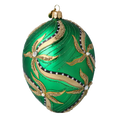 Załaduj obraz do przeglądarki galerii, Szmaragdowe Jajko w złote kwiaty Szklana Ozdoba