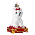 Load image into Gallery viewer, Fluffy Maltese Handmade Glass Christmas ornament Maltese 2022-717