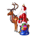 Load image into Gallery viewer, Santa & His Reindeer Handmade Glass Christmas ornament