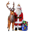 Load image into Gallery viewer, Santa & His Reindeer Handmade Glass Christmas ornament 2024-099