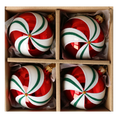 Load image into Gallery viewer, Set of Christmas tree baubles in the colors of Christmas candies. Handmade Glass Christmas ornament. 2024-104