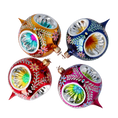Załaduj obraz do przeglądarki galerii, Vintage Reflections Set of 4 Glass Baubles Colorful Handmade Glass Christmas ornament 2024-106