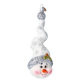 Load image into Gallery viewer, Silver Frost Snowman Handmade Glass Christmas ornament Snowman 2024-198