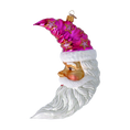 Load image into Gallery viewer, Santa Claus in the Pink Sky Moon. Handmade Glass Christmas ornament.