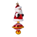 Załaduj obraz do przeglądarki galerii, Ornament Merry Santa Claus on a spinning wheel. Handmade Glass Christmas ornament. 2024-255