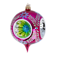 Load image into Gallery viewer, Headlights -Fuchsia skylight. Handmade Glass Christmas ornament. 2024-272