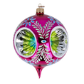 Load image into Gallery viewer, Headlights -Fuchsia skylight. Handmade Glass Christmas ornament. 2024-272