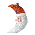 Load image into Gallery viewer, Moon Santa - Star Hat. Handmade Glass Christmas ornament.