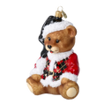 Load image into Gallery viewer, Crimson Harlequin Santa Teddy Premium christmas glass ornament 2025-032