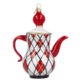 Load image into Gallery viewer, Crimson Harlequin Teapot Premium christmas glass ornament 2025-091