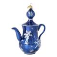 Load image into Gallery viewer, Midnight Snow Tea Pot Free Blowing Glass Teacup Ornament 2026-113