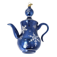 Load image into Gallery viewer, Midnight Snow Tea Pot Free Blowing Glass Teacup Ornament 2026-113