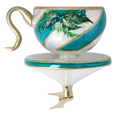 Załaduj obraz do przeglądarki galerii, Evergreen Teal Cup Free Blowing Glass Teacup Ornament 2026-118