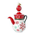 Load image into Gallery viewer, Snowflake Noel Tea Pot Free Blowing Glass Ornament 2026-123