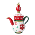 Załaduj obraz do przeglądarki galerii, Classic Snowflake Tea Pot Free Blowing Glass Ornament 2026-125