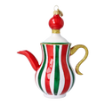 Załaduj obraz do przeglądarki galerii, Holiday Stripe Tea Pot Free Blowing Glass Ornament 2026-127