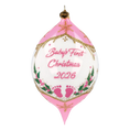 Load image into Gallery viewer, Personalized Winter Holly Drop in Blush | Hand-Painted Glass Ornament | Blubom 2027-035