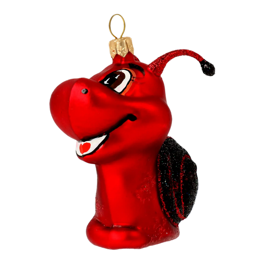 Czerwony Ślimak z serduszkiem Szklana Ozdoba