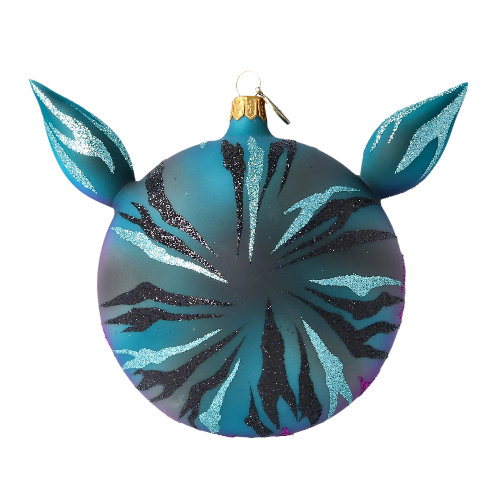 Moon Cat. Handmade Glass Christmas ornament. 2020-017