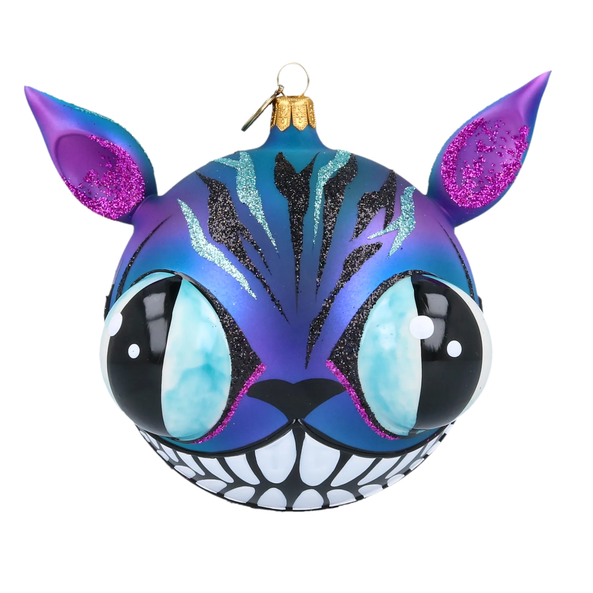 Moon Cat. Handmade Glass Christmas ornament. 2020-017
