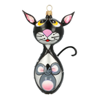 Vigilant Feline Heart | Hand-Painted Glass Ornament | Blubom 2020-018