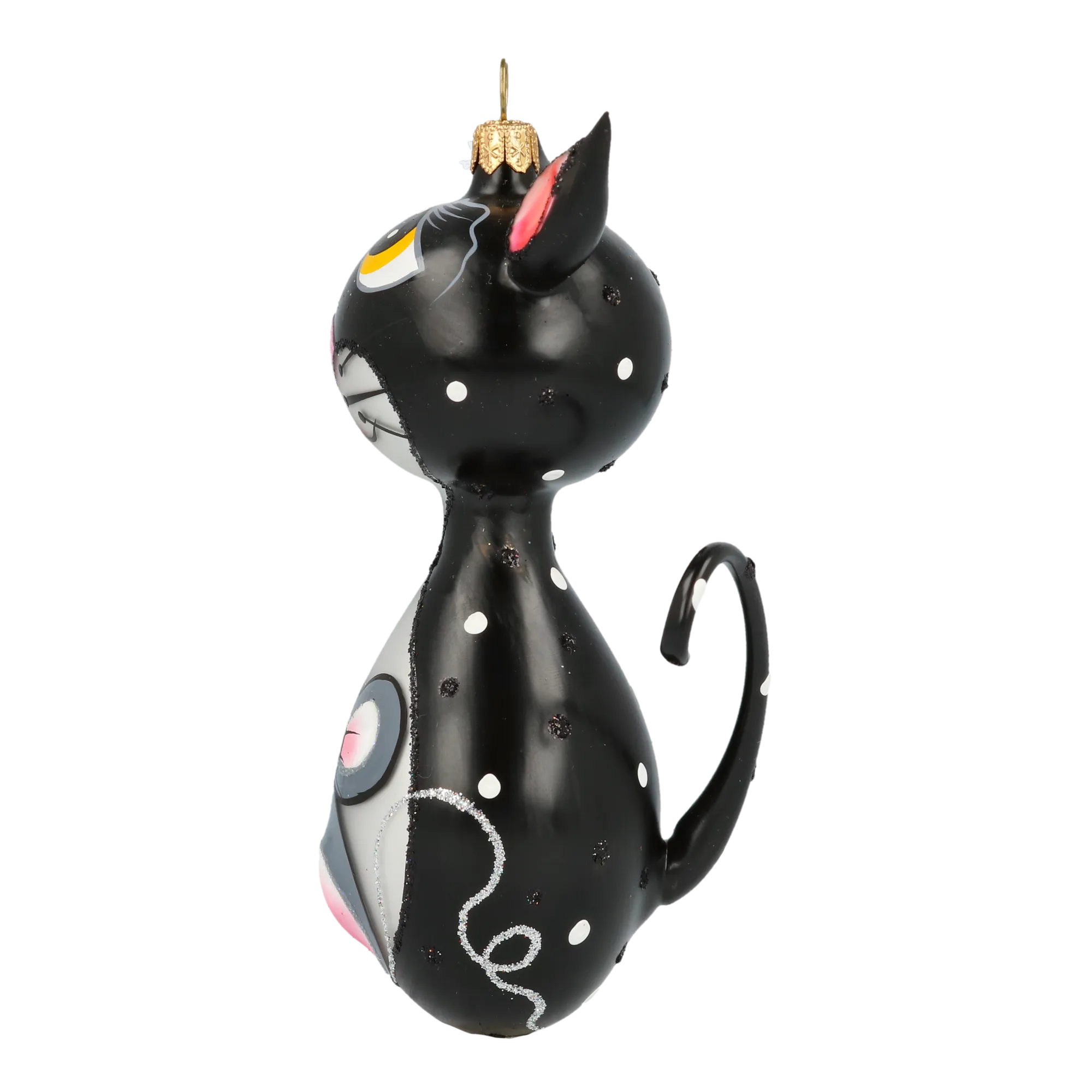 Cat and Mouse. Handmade Glass Christmas ornament. 2020-018