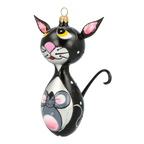 Vigilant Feline Heart | Hand-Painted Glass Ornament | Blubom 2020-018