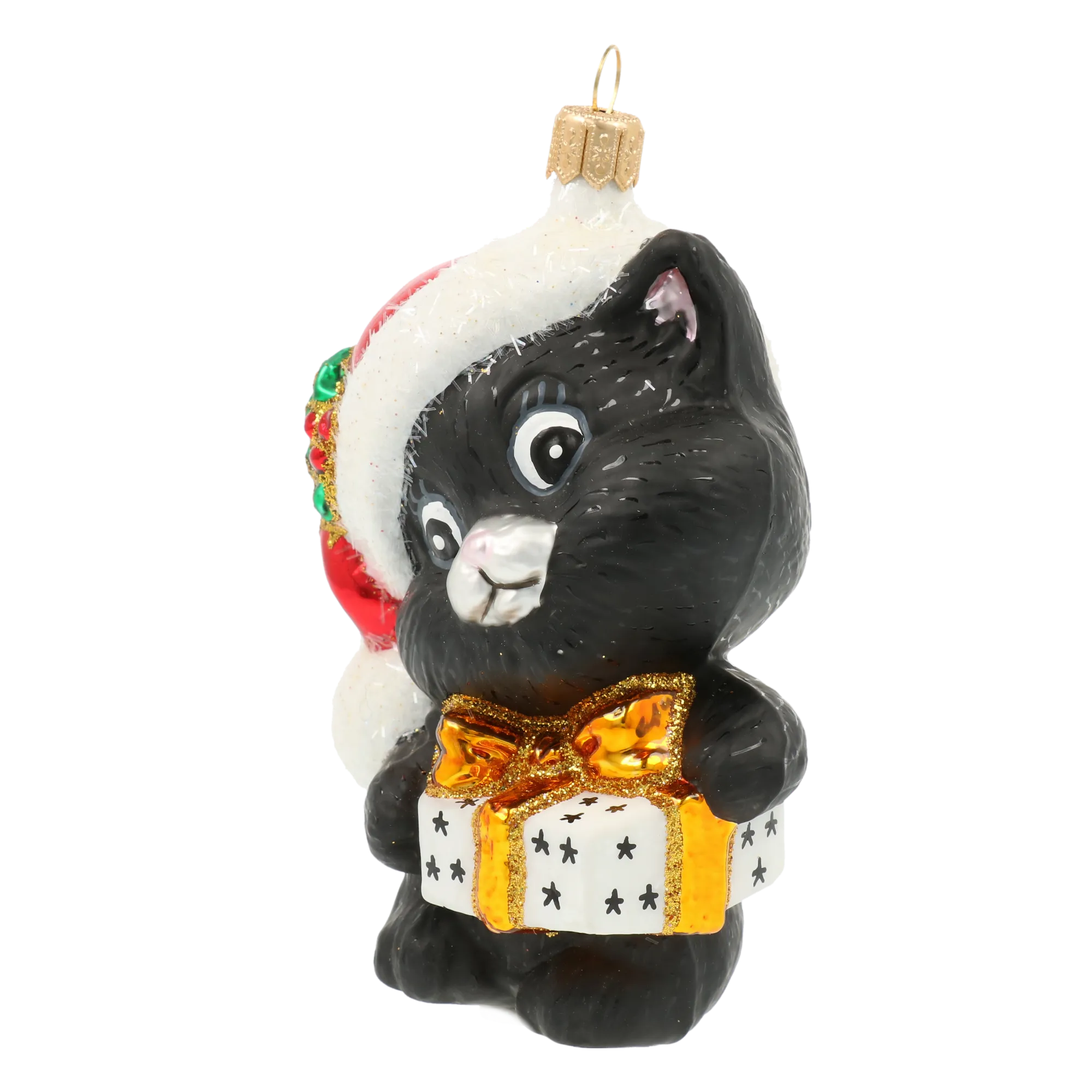 Festive Midnight Kitten Premium christmas glass ornament 2020-020