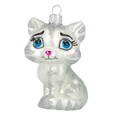 Załaduj obraz do przeglądarki galerii, Kotek Srebrny Biały tygrysek Szklana Ozdoba Kot
