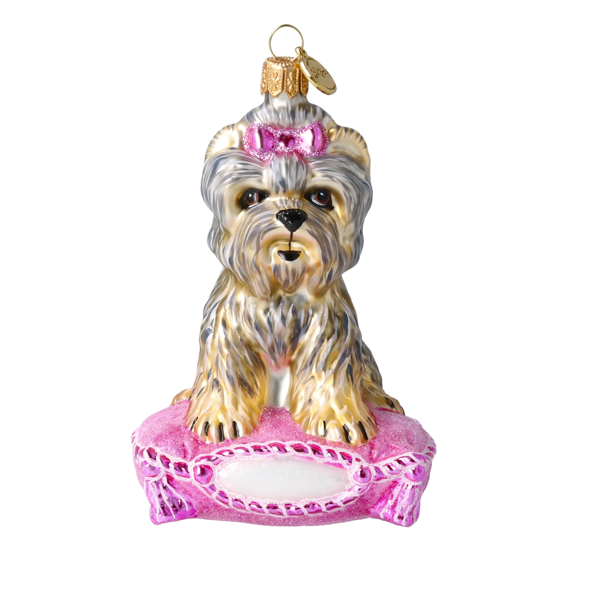 Miss Yorkie. Handmade Glass Christmas ornament Yorkshire Terrier 2020-039