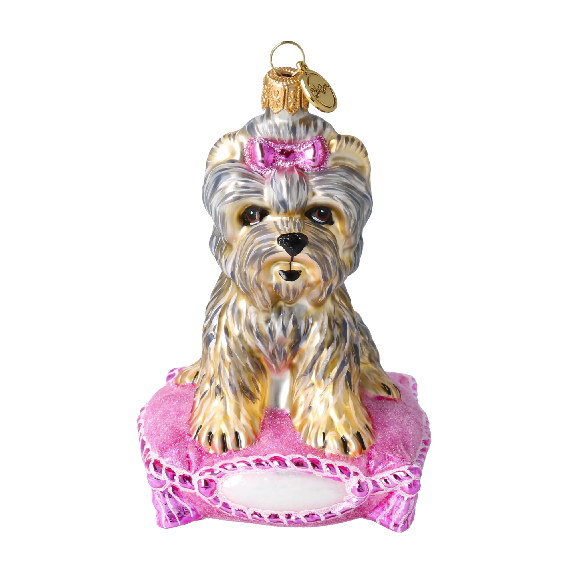 Miss Yorkie. Handmade Glass Christmas ornament Yorkshire Terrier 2020-039