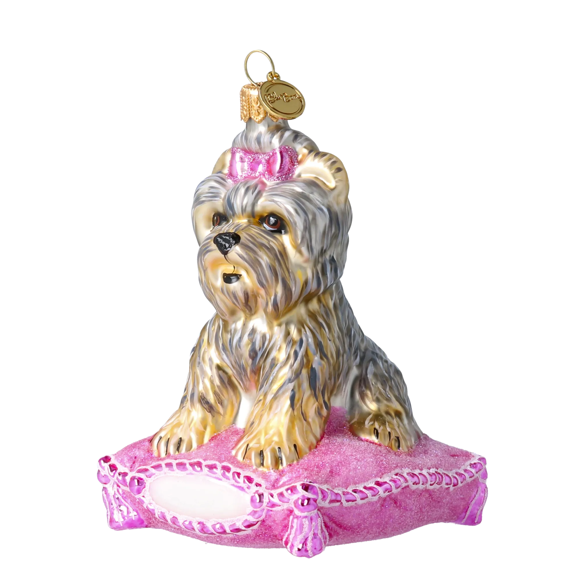 Miss Yorkie. Handmade Glass Christmas ornament Yorkshire Terrier 2020-039