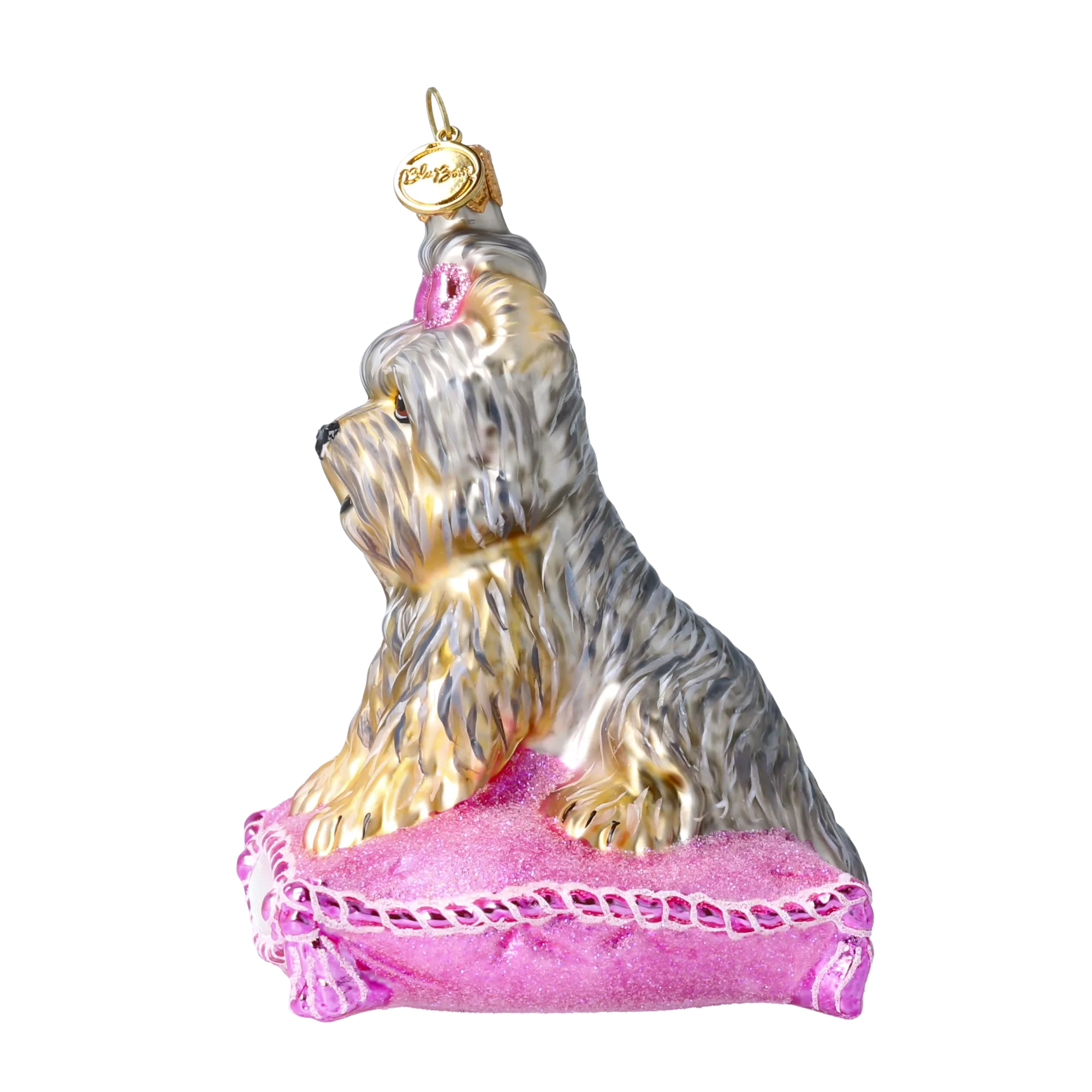 Miss Yorkie. Handmade Glass Christmas ornament Yorkshire Terrier 2020-039