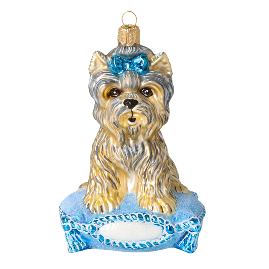 Yorkie Cutie Handmade Glass Christmas ornament Yorkshire Terrier 2020-040