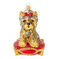 Załaduj obraz do przeglądarki galerii, Royal Yorkie on Crimson Velvet Premium christmas glass ornament 2020-041
