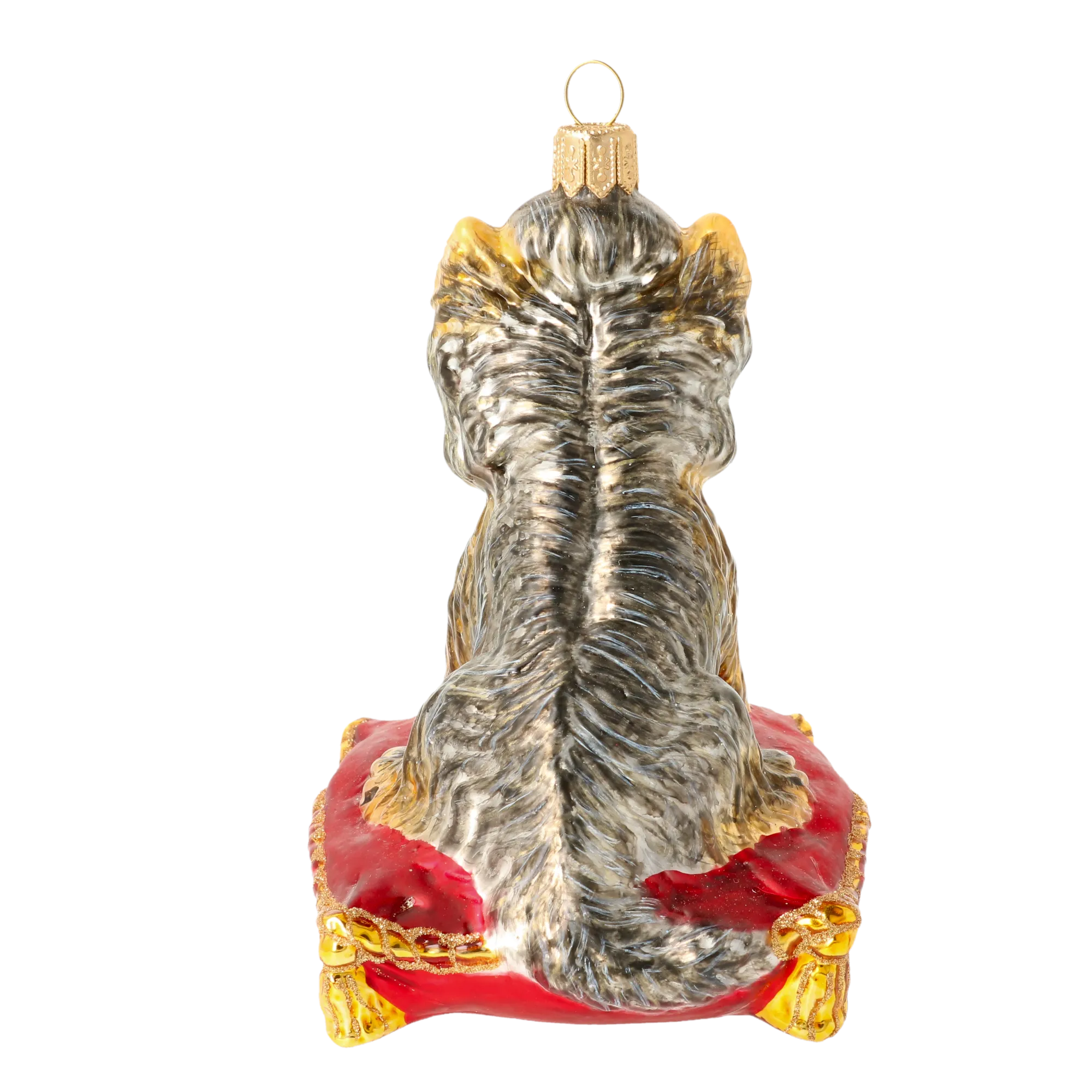 Royal Yorkie on Crimson Velvet Premium christmas glass ornament 2020-041
