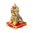 Załaduj obraz do przeglądarki galerii, Royal Yorkie on Crimson Velvet Premium christmas glass ornament 2020-041
