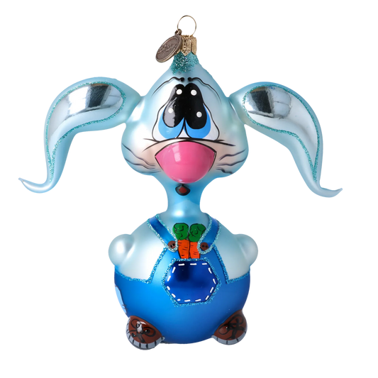 Joyful Hare. Handmade Glass Christmas ornament. 2020-042