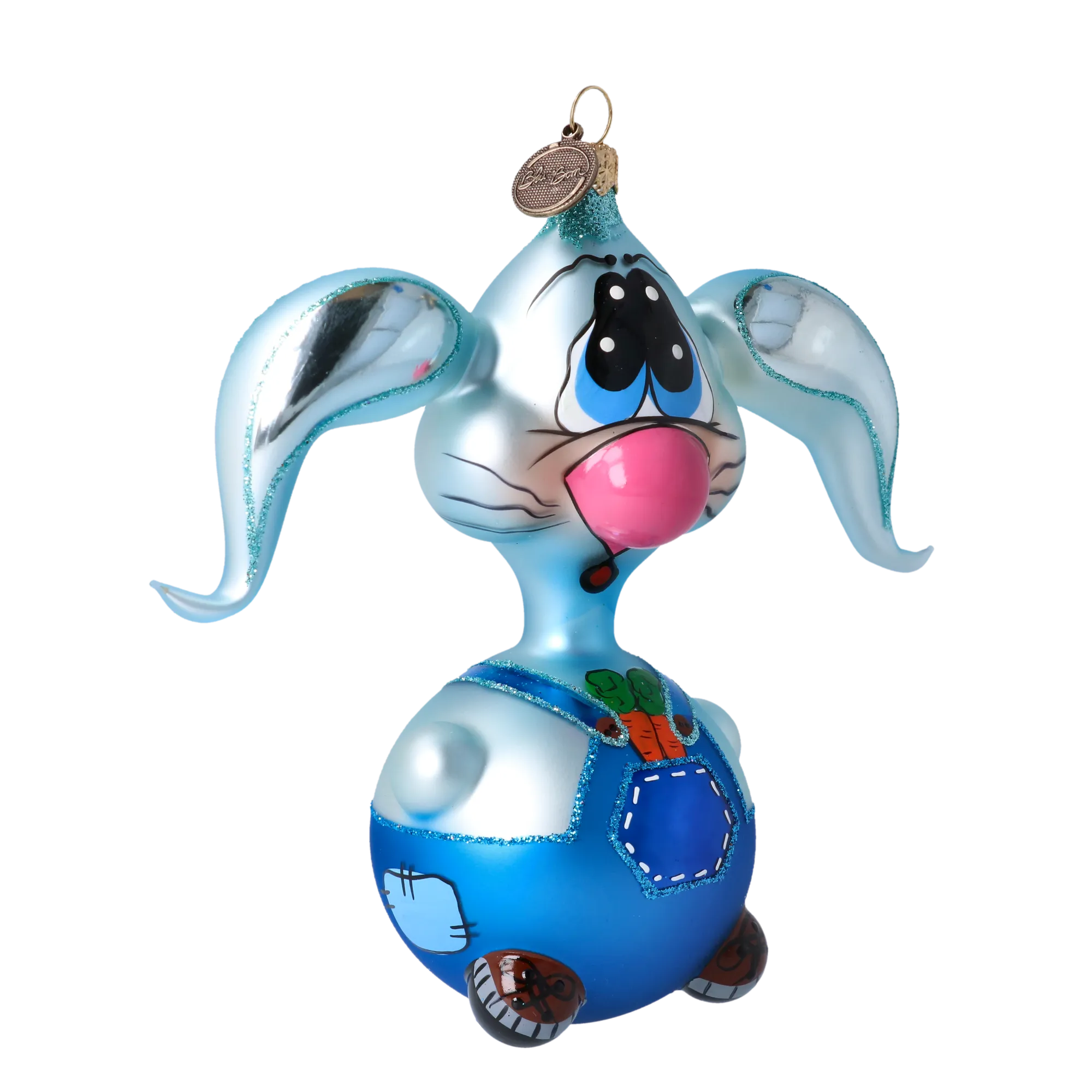 Joyful Hare. Handmade Glass Christmas ornament. 2020-042