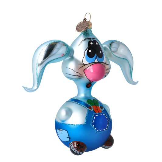 Joyful Hare. Handmade Glass Christmas ornament. 2020-042