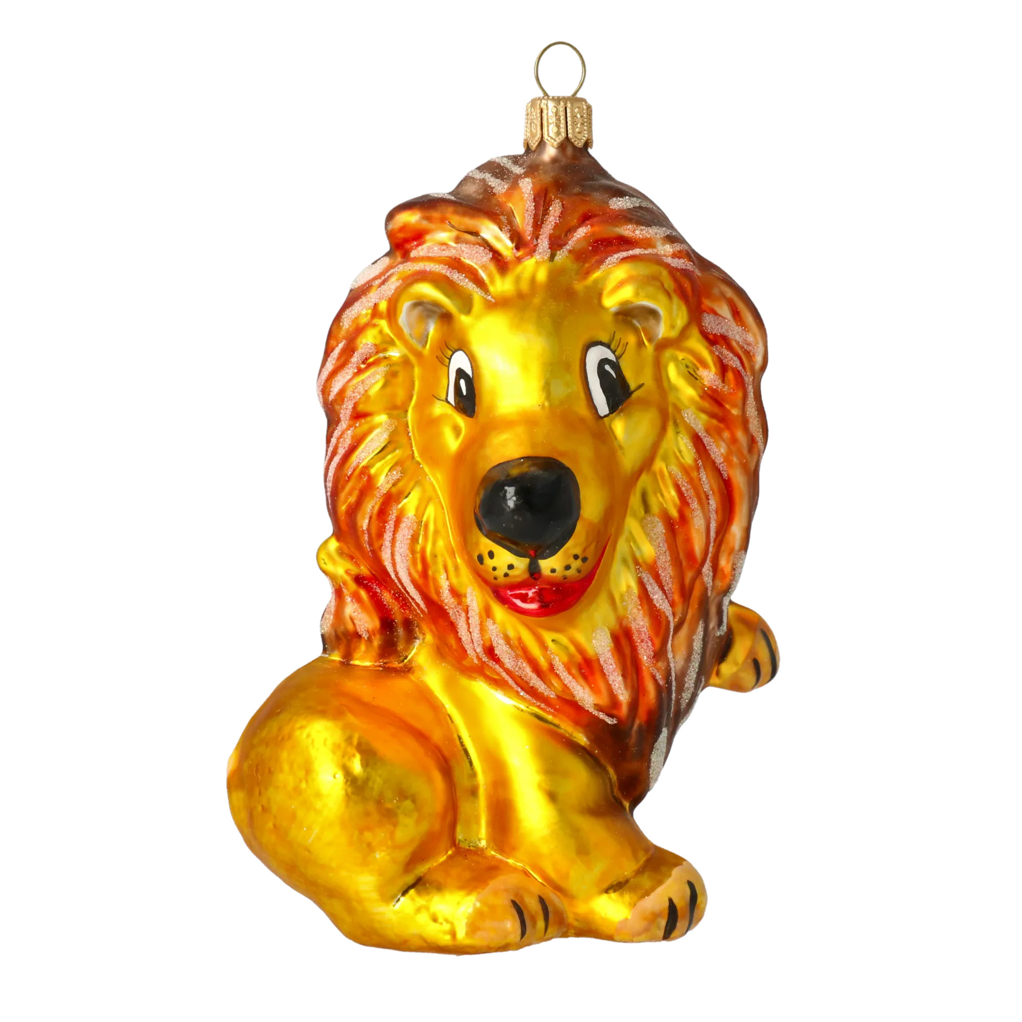 Golden Amber Lion Premium christmas glass ornament 2020-048