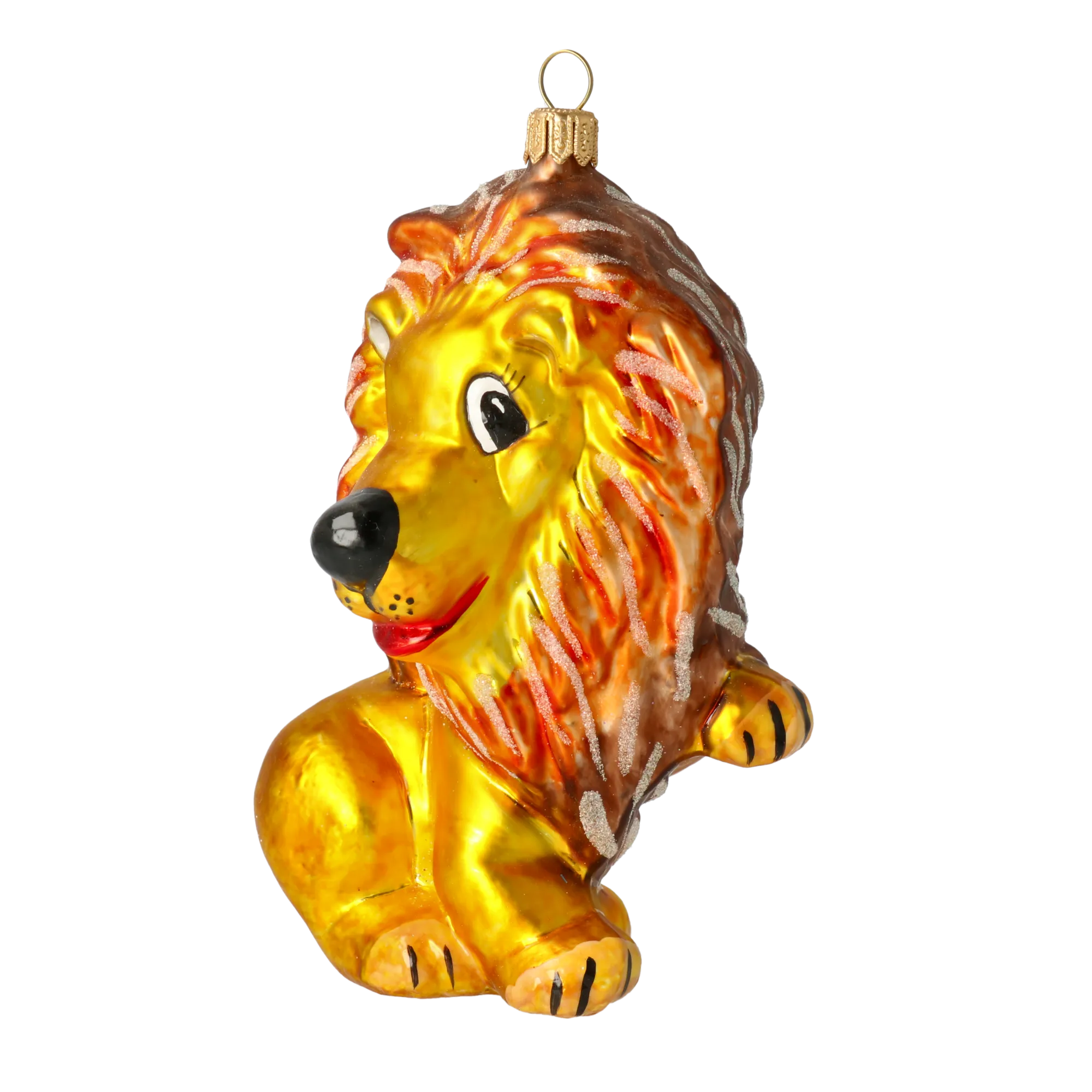 Golden Amber Lion Premium christmas glass ornament 2020-048