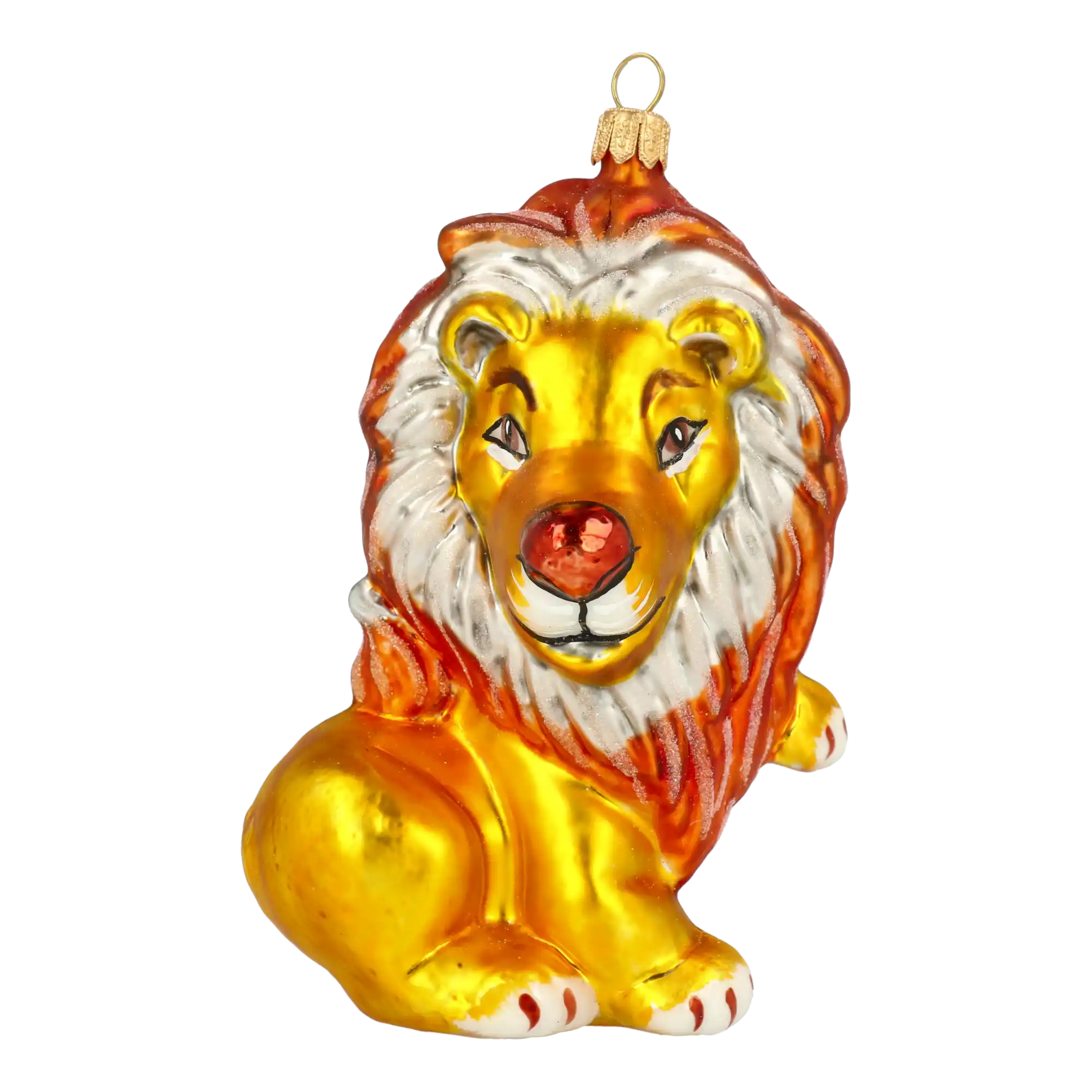 Lew ze srebrną grzywą Król Zwierząt Szklana Ozdoba