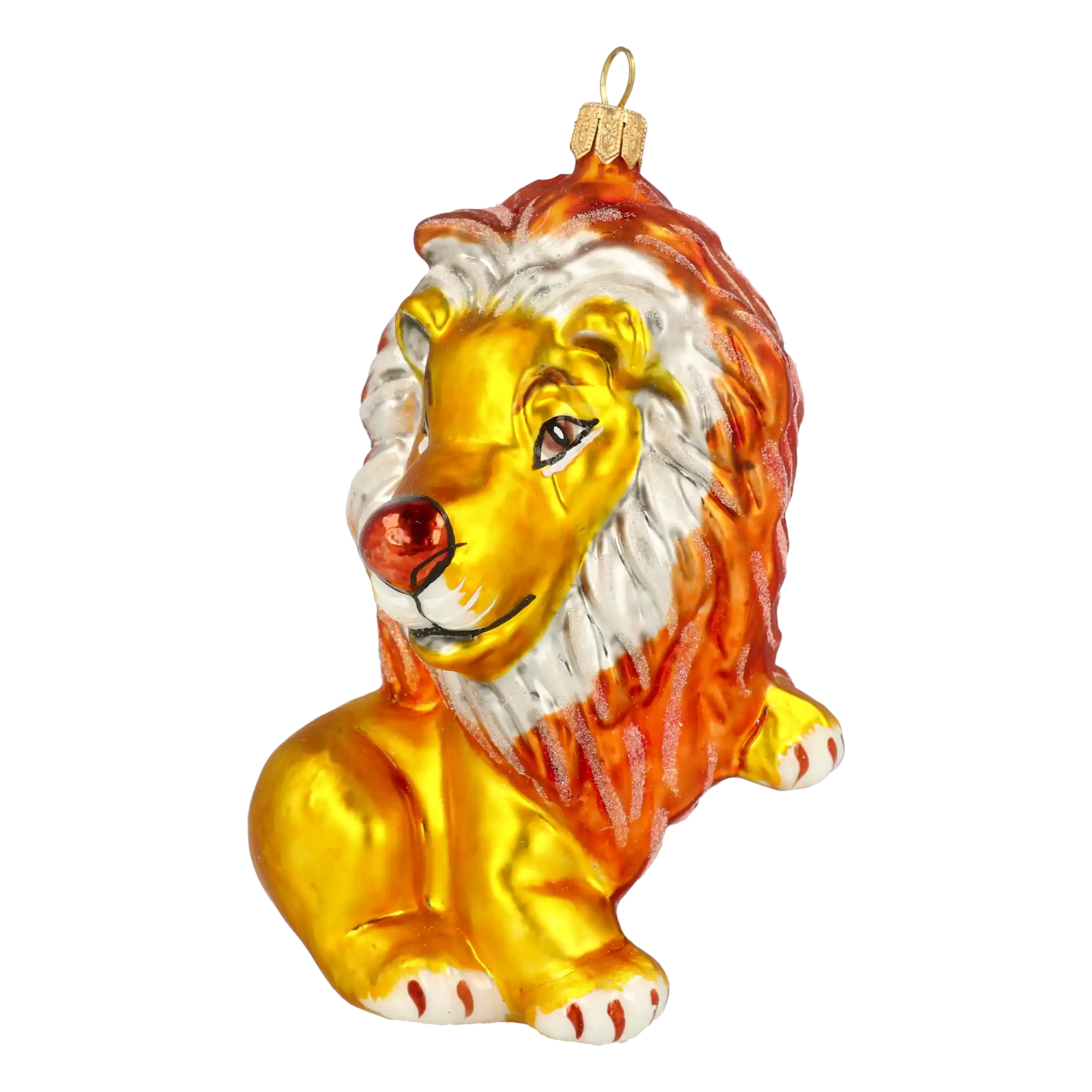 Lew ze srebrną grzywą Król Zwierząt Szklana Ozdoba