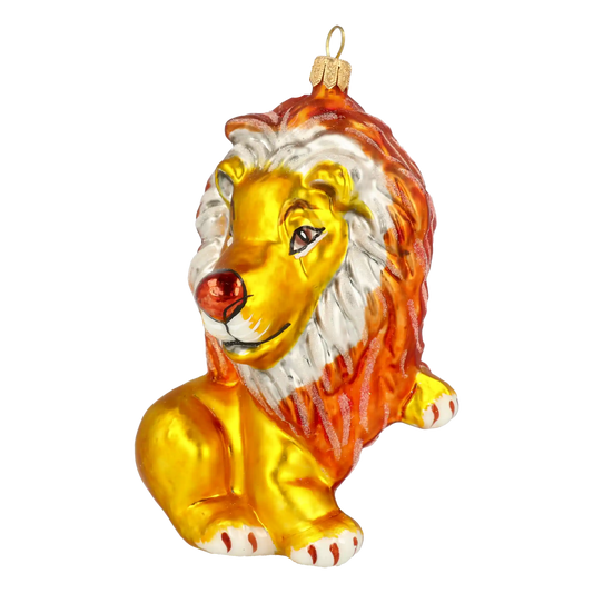 Lew ze srebrną grzywą Król Zwierząt Szklana Ozdoba