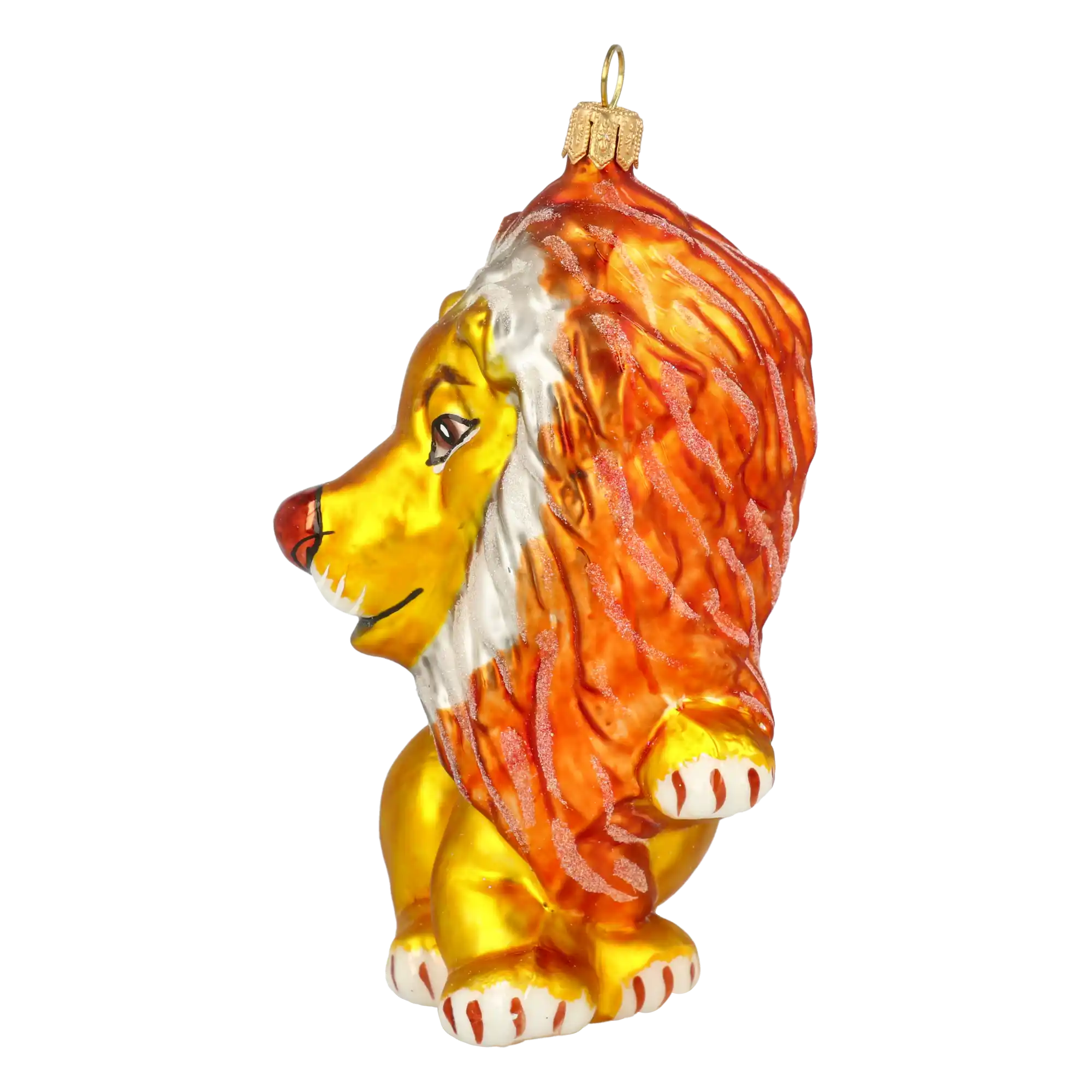 Lew ze srebrną grzywą Król Zwierząt Szklana Ozdoba