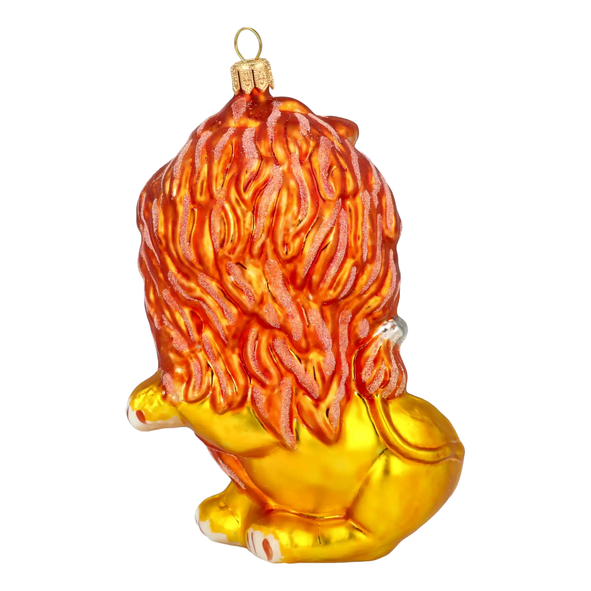 Lew ze srebrną grzywą Król Zwierząt Szklana Ozdoba