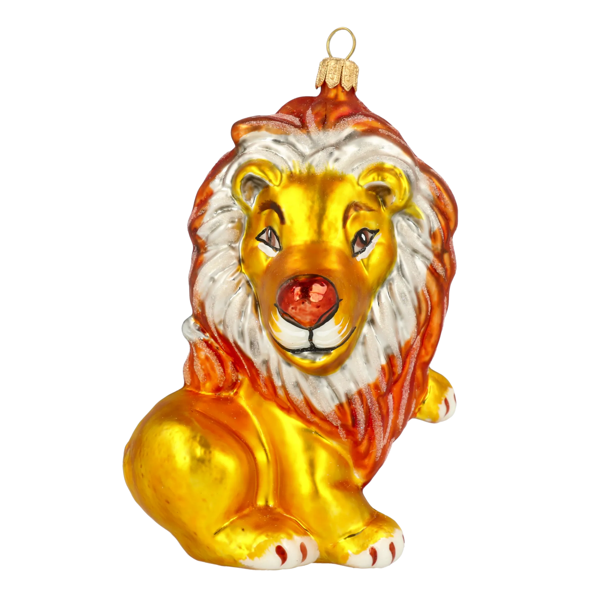Golden Amber Lion Premium christmas glass ornament 2020-050